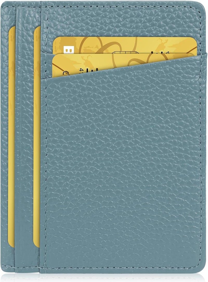 Unaone Slim Minimalist Wallet - Premium Leather RFID Blocking Front Pocket Wallets with 8 Card Slots and 2 ID Window, Blue - Image 1